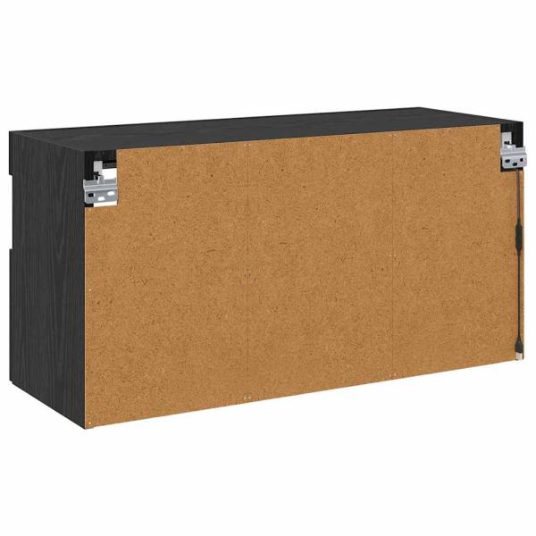 TV-Wandregal Schwarz Eichen-Optik 80 x 30 x 40 cm Holzwerkstoff