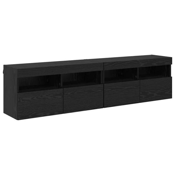 TV-Wandregale 2 pcs Schwarz Eichen-Optik 80 x 30 x 40 cm
