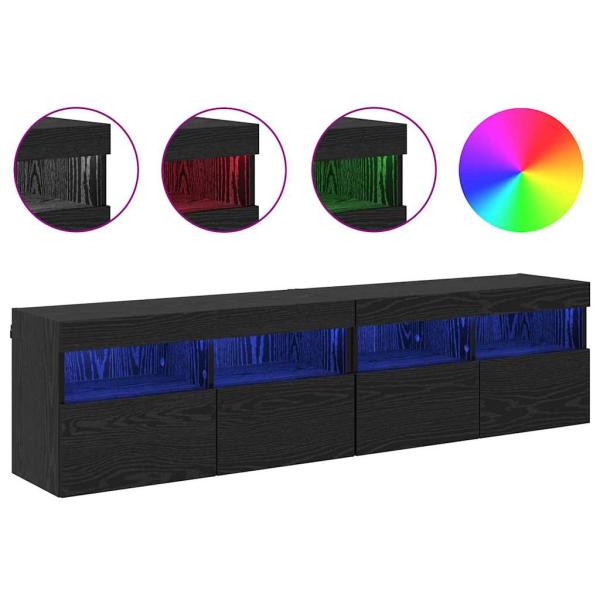 TV-Wandregale 2 pcs Schwarz Eichen-Optik 80 x 30 x 40 cm