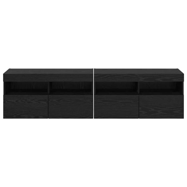 TV-Wandregale 2 pcs Schwarz Eichen-Optik 80 x 30 x 40 cm