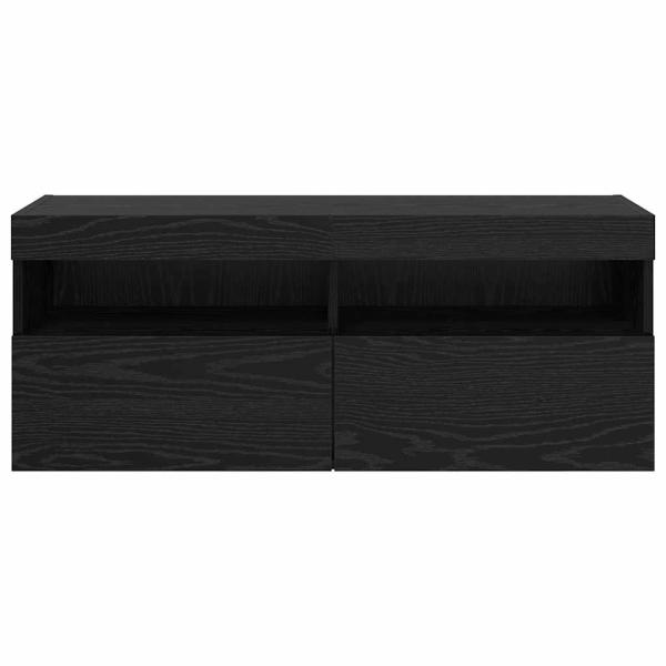 TV-Wandregal Wandmontiert Schwarz Eichen-Optik 100 x 30 x 40 cm