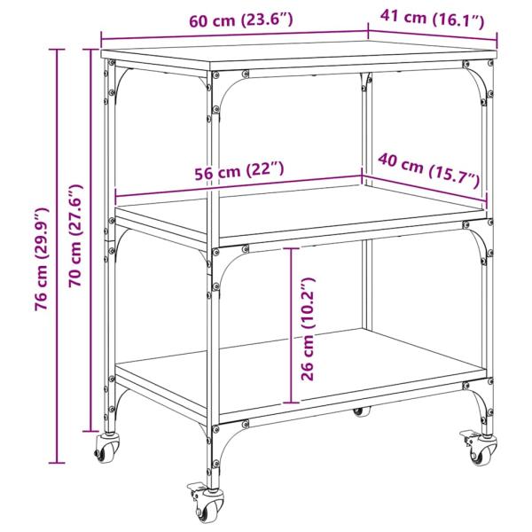 Küchentrolley Altholz 60 x 41 x 76 cm Holzwerkstoff