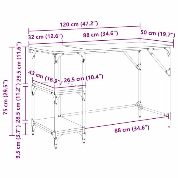 Schreibtisch Artisan-Eiche 120 x 50 x 75 cm Holzwerkstoff