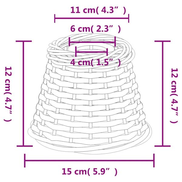 Lampenschirm Weiß Ø15x12 cm Korbweide