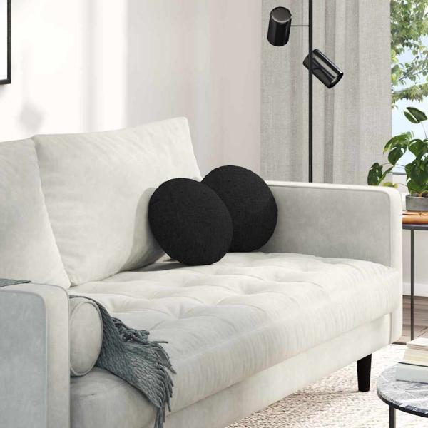 ARDEBO.de - Sitzkissen 2 pcs Schwarz Ø30 x 13 cm Stoff