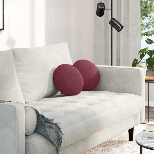 ARDEBO.de - Sitzkissen 2 pcs Weinrot Ø30 x 13 cm Stoff