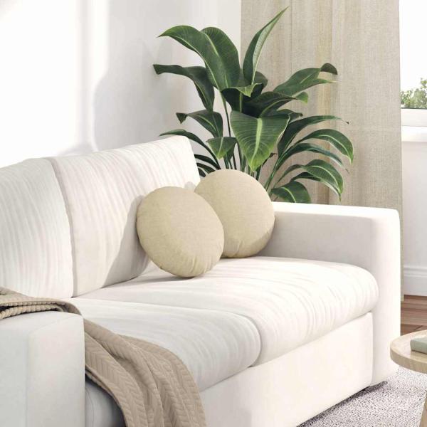 ARDEBO.de - Sitzkissen 2 pcs Creme Ø30 x 13 cm Stoff