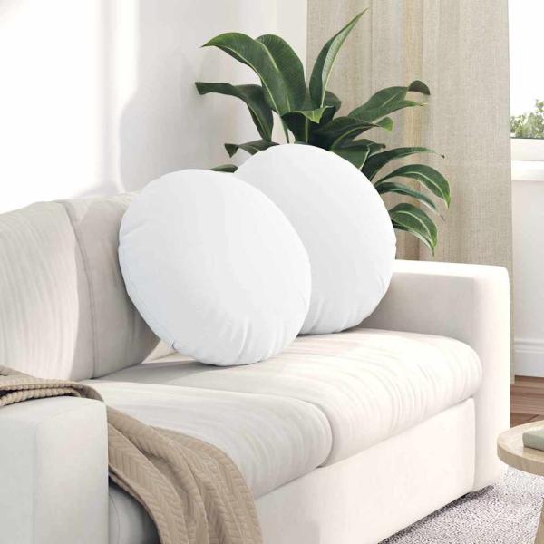 ARDEBO.de - Sitzkissen 2 pcs Weiß Ø50 x 19 cm Stoff