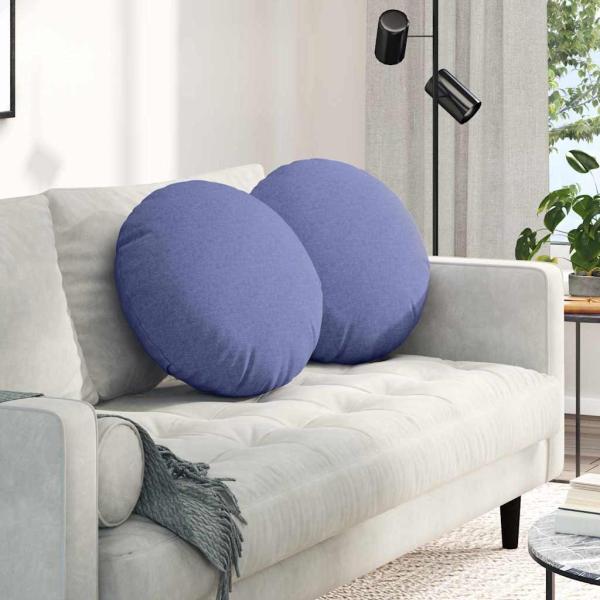 ARDEBO.de - Sitzkissen 2 pcs Jeans blau Ø50 x 19 cm Stoff