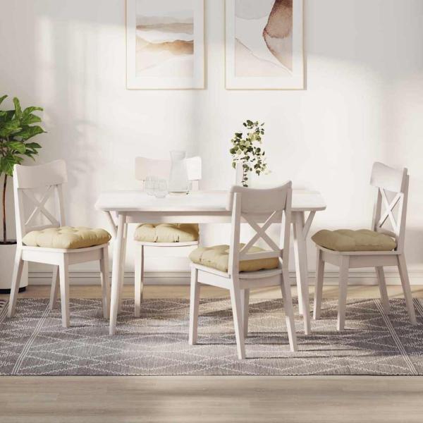 ARDEBO.de - Sitzkissen 4 pcs Creme 40 x 40 x 12 cm Stoff