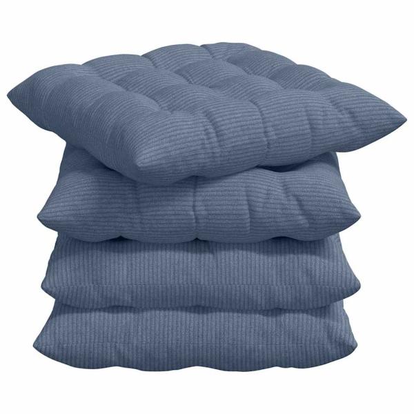 Sitzkissen 4 pcs Blau 40 x 40 x 6 cm Cordstoff