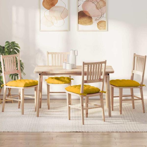 ARDEBO.de - Sitzkissen 4 pcs Helles Gelb 40 x 40 x 6 cm Cordstoff