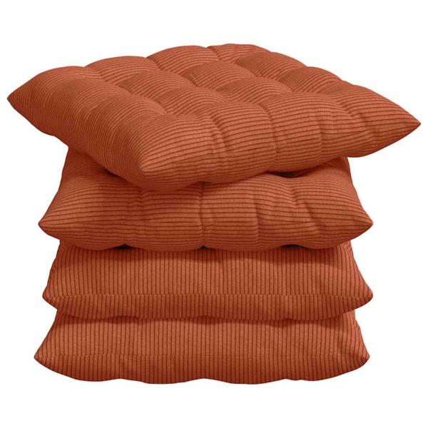 Sitzkissen 4 pcs Rot-Orange 40 x 40 x 6 cm Cordstoff