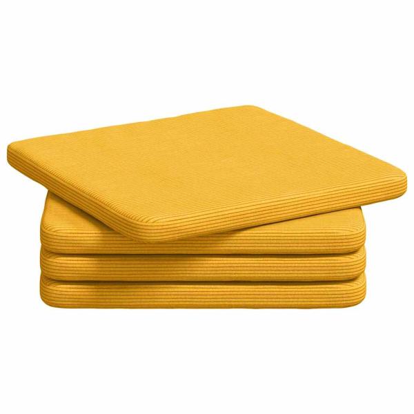 Sitzkissen 4 stk. Cordstoff Helles Gelb 40 x 40 x 3 cm
