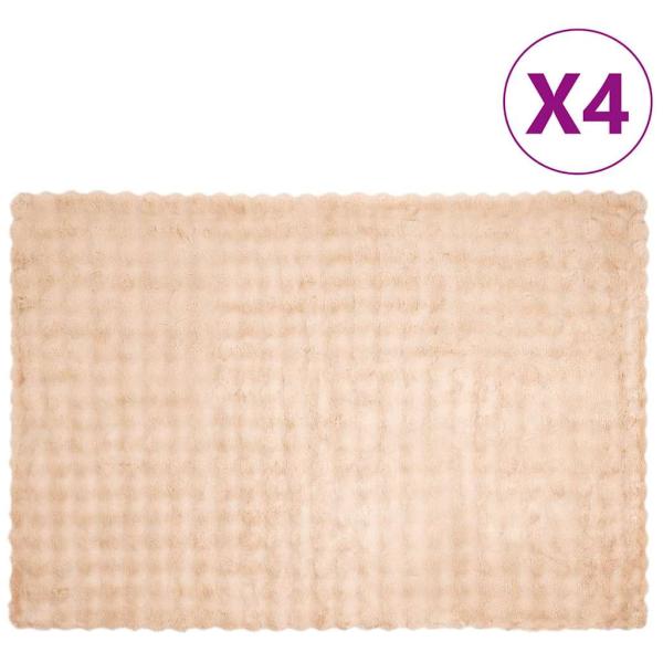 ARDEBO.de - Kunstfell Kaninchenfell Decke 4 pcs Beige 150 x 220 cm