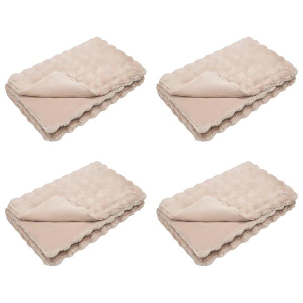Kunstfell Kaninchenfell Decke 4 pcs Beige 220 x 240 cm