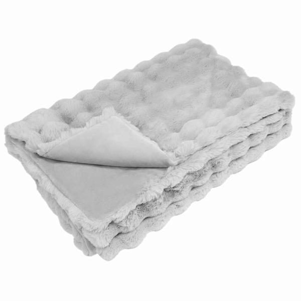 Kunstfell Kaninchenfell Decke 4 pcs Grau 220 x 240 cm Polyester