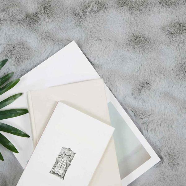 Kunstfell Kaninchenfell Decke 4 pcs Grau 240 x 270 cm Polyester