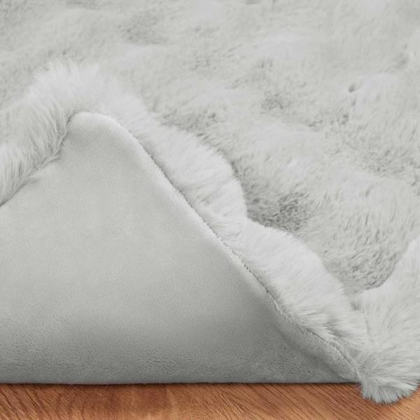 Kunstfell Kaninchenfell Decke 4 pcs Grau 240 x 270 cm Polyester