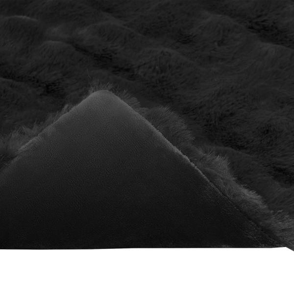 Kunstfell Kaninchenfell Decke 4 pcs Schwarz 150 x 220 cm