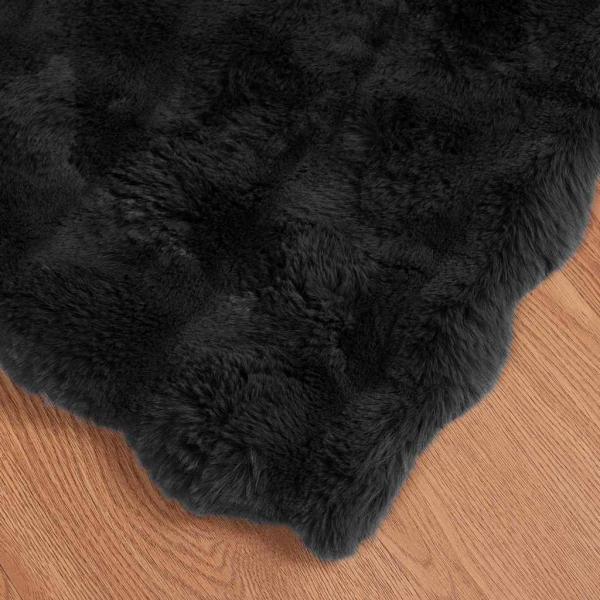 Kunstfell Kaninchenfell Decke 4 pcs Schwarz 220 x 240 cm
