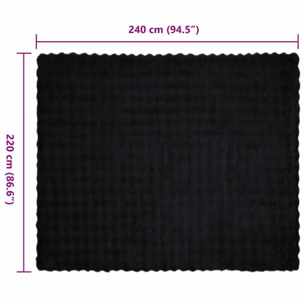 Kunstfell Kaninchenfell Decke 4 pcs Schwarz 220 x 240 cm