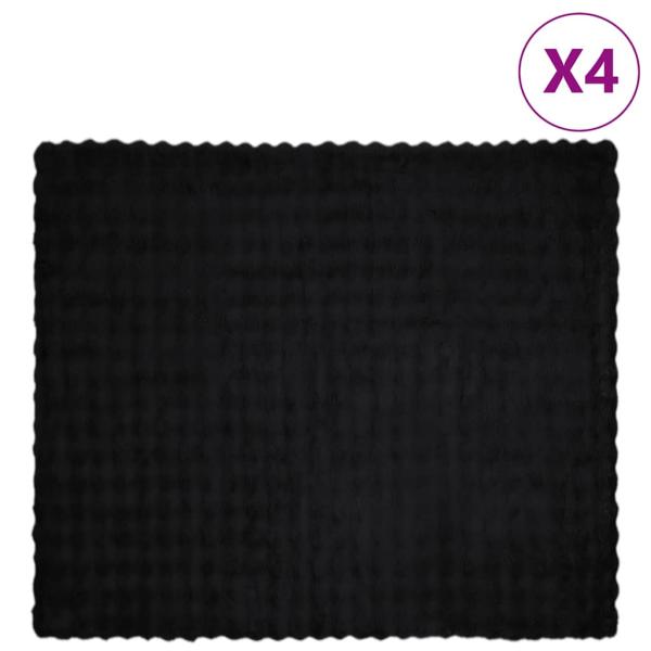 ARDEBO.de - Kunstfell Kaninchenfell Decke 4 pcs Schwarz 240 x 270 cm