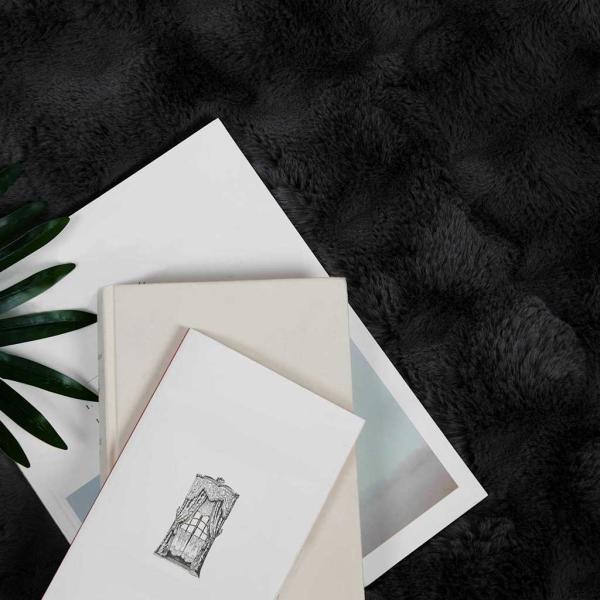 Kunstfell Kaninchenfell Decke 4 pcs Schwarz 240 x 270 cm