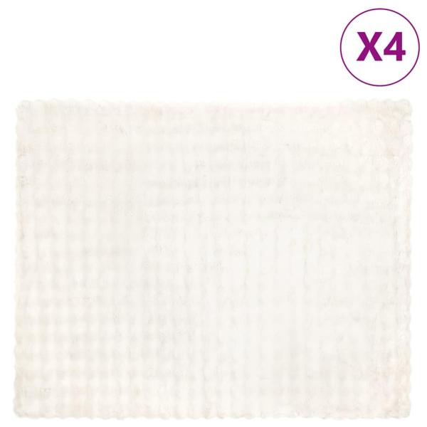 ARDEBO.de - Kunstfell Kaninchenfell Decke 4 pcs Weiß 130 x 150 cm Polyester