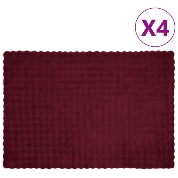 ARDEBO.de - Kunstfell Kaninchenfell Decke 4 pcs Bordeauxrot 150 x 220 cm