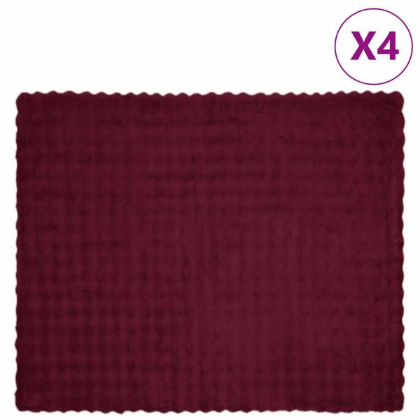 ARDEBO.de - Kunstfell Kaninchenfell Decke 4 pcs Bordeauxrot 220 x 240 cm