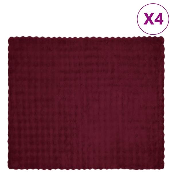 ARDEBO.de - Kunstfell Kaninchenfell Decke 4 pcs Bordeauxrot 240 x 270 cm