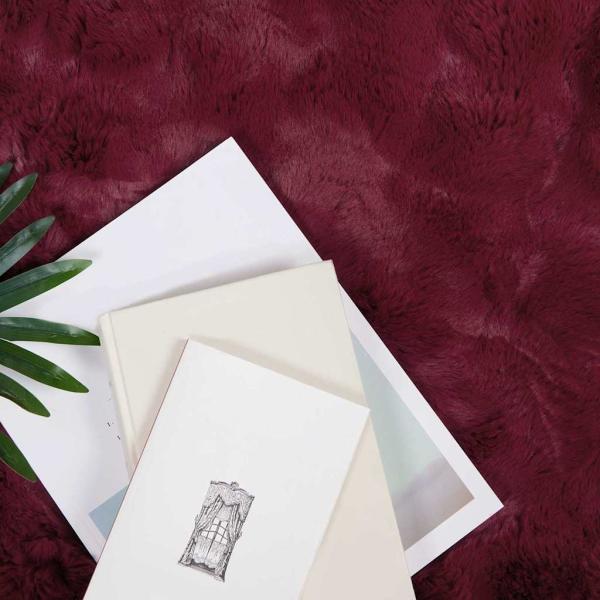 Kunstfell Kaninchenfell Decke 4 pcs Bordeauxrot 240 x 270 cm