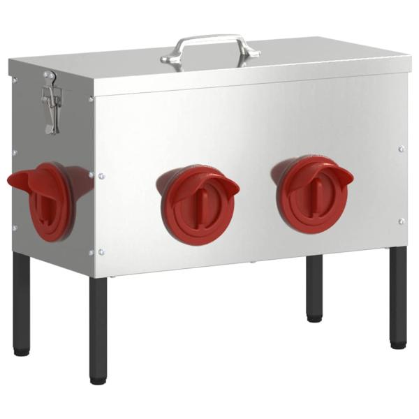 ARDEBO.de - Hühnerfütterer Silber 41,5 x 20,5 x 33 cm Verzinkter Stahl