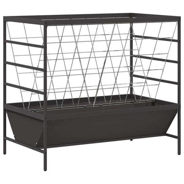 ARDEBO.de - Viehfutterspender Schwarz 100 x 60 x 90 cm Kaltgewalzter Stahl