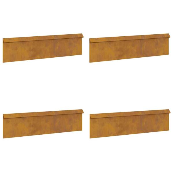 Schneckenzaun 4 pcs Rostig 100 x 3,5 x 25 cm Wetterfeststahl