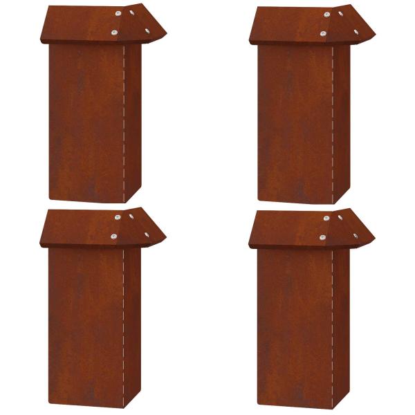 ARDEBO.de - Schneckenzaun 4 pcs Rostig 13,5 x 13,5 x 25 cm Wetterfeststahl