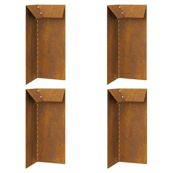 ARDEBO.de - Schneckenzaun 4 pcs Rostig 10 x 10 x 25 cm Wetterfeststahl