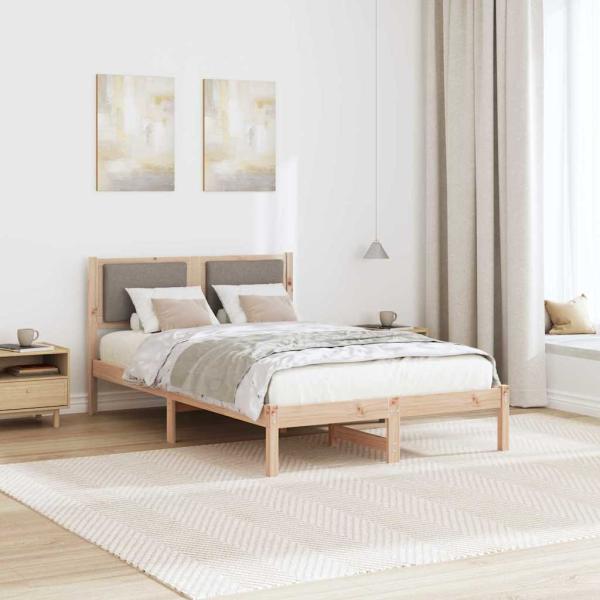 Bettrahmen mit Kopfteil Taupe 120 x 200 cm Massives Kiefernholz
