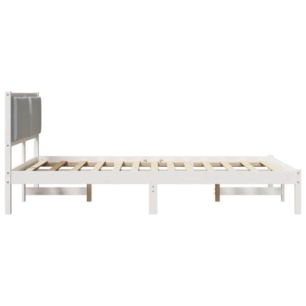 Bettrahmen Hellgrau 140 x 190 cm Massives Kiefernholz