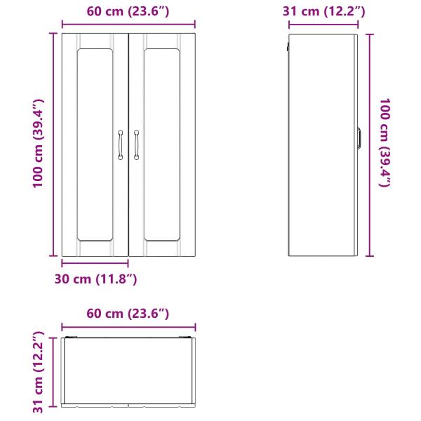 Küchenhängeschrank Schwarz 60 x 31 x 100 cm Holzwerkstoff
