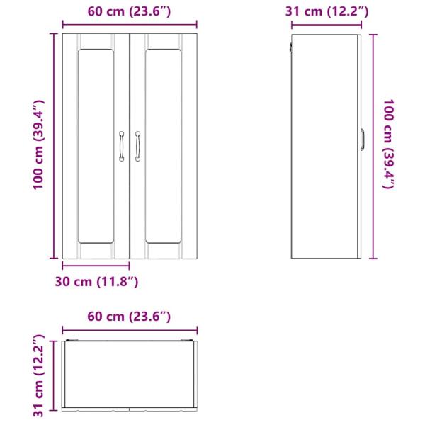 Küchenhängeschrank mit Regal Hochglanz-Weiß 60 x 31 x 100 cm