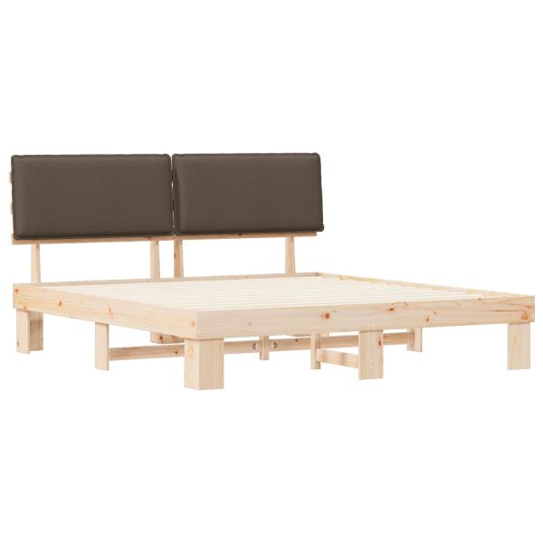 ARDEBO.de - Bettgestell mit gepolstertem Kopfteil Taupe 200 x 200 cm