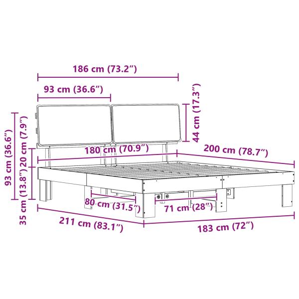 ARDEBO.de - Bettgestell mit gepolstertem Kopfteil Schwarz 180 x 200 cm