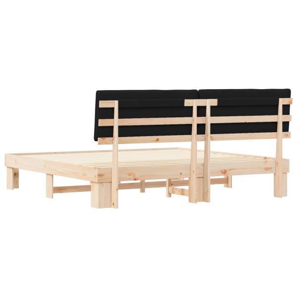 Bettgestell mit gepolstertem Kopfteil Schwarz 200 x 200 cm