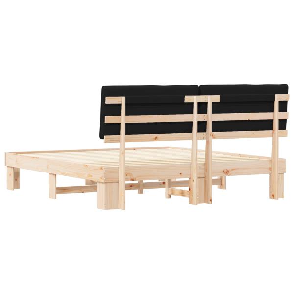 Bettgestell mit gepolstertem Kopfteil Schwarz 180 x 200 cm