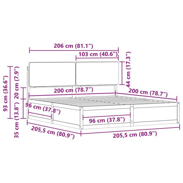Bettgestell mit gepolstertem Kopfteil Hellgrau 200 x 200 cm