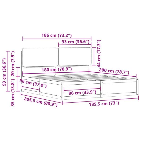 Bettgestell mit gepolstertem Kopfteil Hellgrau 180 x 200 cm