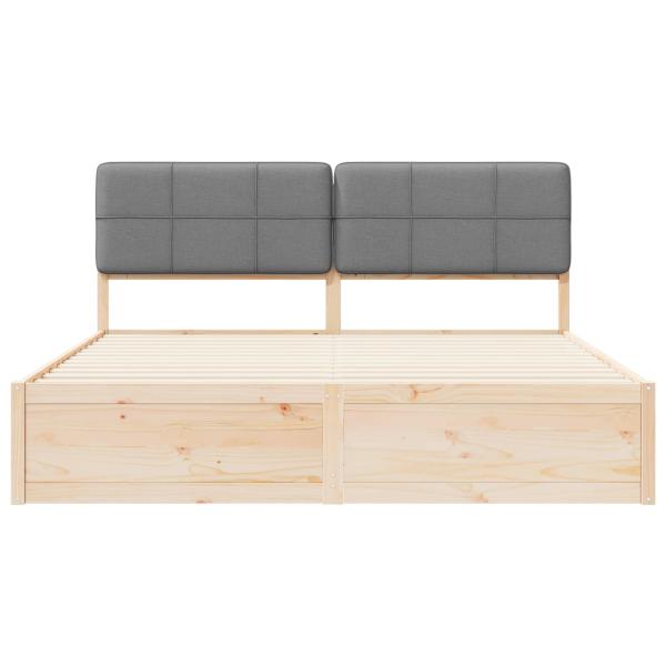 ARDEBO.de - Bettgestell mit gepolstertem Kopfteil Hellgrau 180 x 200 cm