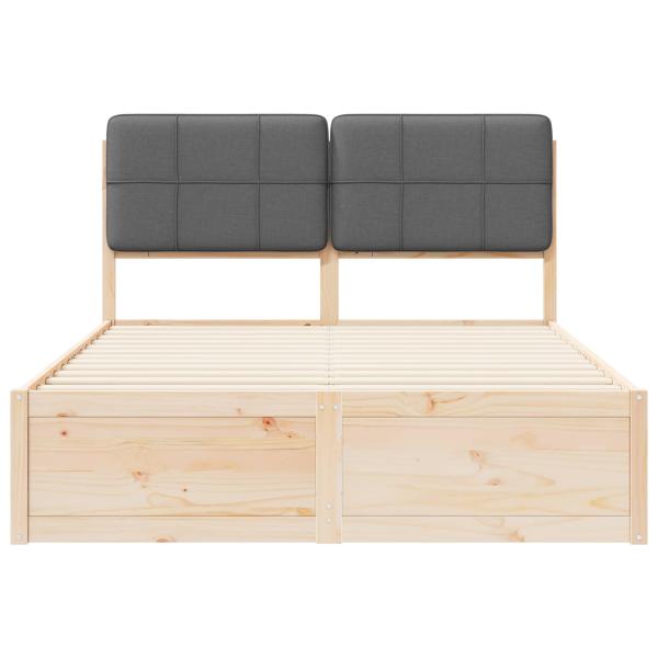 Bettgestell mit gepolstertem Kopfteil Dunkelgrau 160 x 200 cm